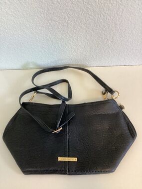 Vince Camuto Black Textured Leather Crossbody
